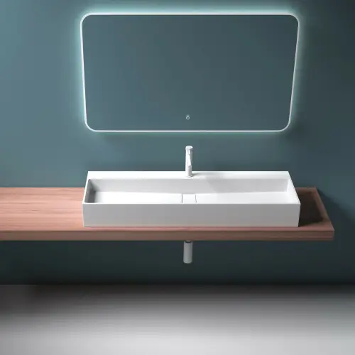 Prostokątna umywalka nablatowa Liniger LNG6028 Biały Mat 120cm - zdjęcie nr 4