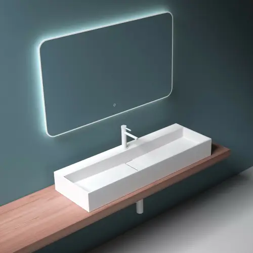 Prostokątna umywalka nablatowa Liniger LNG6028 Biały Mat 120cm - zdjęcie nr 1