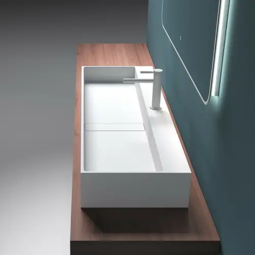 Prostokątna umywalka nablatowa Liniger LNG6028 Biały Mat 120cm - zdjęcie nr 6