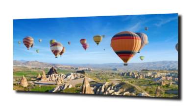 obraz na szkle Balony, góry, niebo panorama 