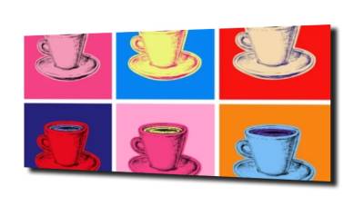 obraz na szkle, panel szklany Kawa pop art. 