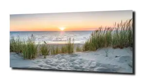 obraz na szkle Plaża wydmy i zachód słońca 