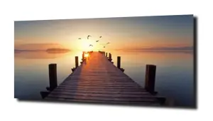 obraz na szkle Zachód słońca nad jeziorem  