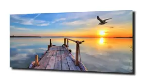 obraz na szkle Zachód nad jeziorem, Natura 