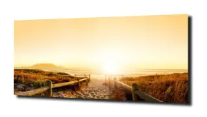 obraz na szkle Zachód, plaża, morze ,sepia 