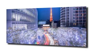 obraz na szkle Iluminacje na ulicach Tokio 