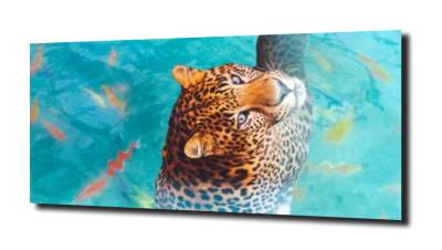 obraz na szkle, panel szklany Jaguar woda  