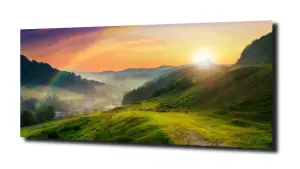 obraz na szkle Zachód wioska natura tęcza 