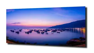 obraz na szkle Statki, zatoka, morze, noc 