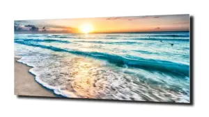 obraz na szkle Zachód słońca brzeg plaża 