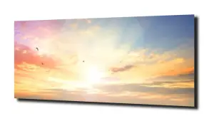 obraz na szkle Wschód słońca niebo ptaki 