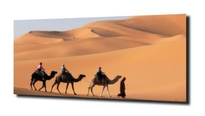 obraz na szkle Karawan wielbłądy Sahara 