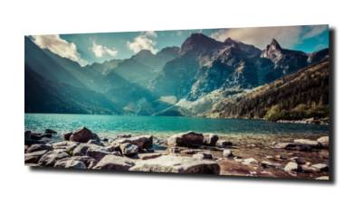 obraz na szkle Tatry Morskie Oko słońce 