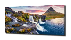 obraz na szkle Wodospad Islandia wulkan 