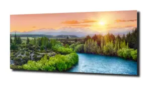 obraz na szkle Rzeka, góry, las, natura 