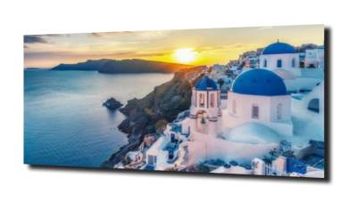 obraz na szkle, panel szklany Santorini 