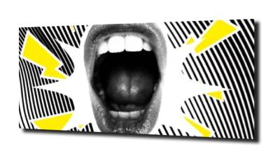 obraz na szkle Pop art. Usta błyskawice 