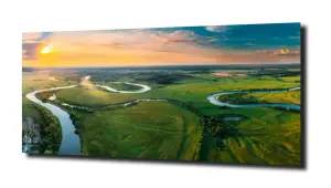 obraz na szkle Niebo krajobraz zieleń  