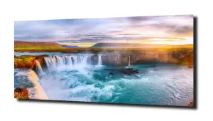 obraz na szkle Wodospad zachód słońca  
