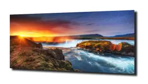 obraz na szkle Wodospad gwiazdy zachód 