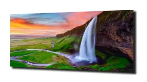 obraz na szkle Wodospad wschód słońca  