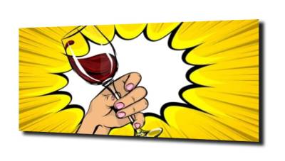 obraz na szkle Wino kieliszek pop art. 