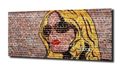 obraz na szkle Street art. Kobieta mur 