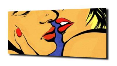 obraz na szkle Miłość pocałunek popart 