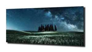 obraz na szkle Toskania łąka gwiazdy  