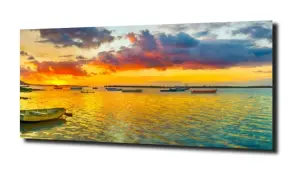 obraz na szkle Plaża łodzie rybackie  
