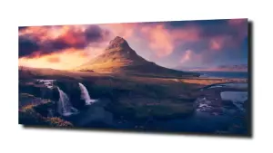 obraz na szkle Wodospad niebo słońce  