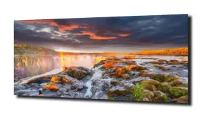 obraz na szkle Wodospad zachód wyspa  