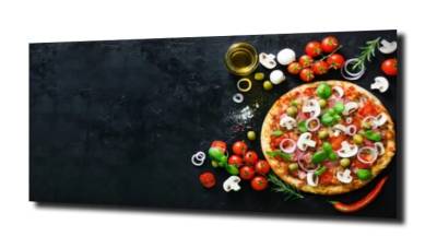 obraz na szkle Pizza jedzenie warzywa 