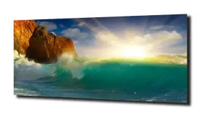 obraz na szkle Promienie z nad fali  