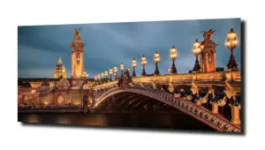 obraz na szkle Oświetlony most Paryż 