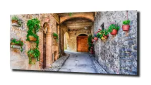 obraz na szkle Włochy uliczka kwiaty 