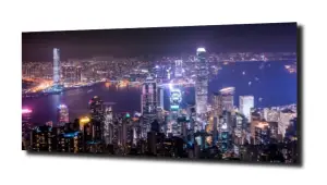 obraz na szkle Oświetlony Hong Kong  