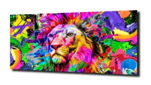 obraz na szkle Lew kolory abstrakcja 