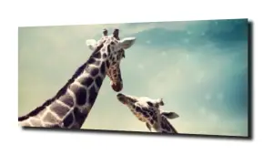 obraz na szkle Żyrafa dziecko miłość 