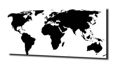 obraz na szkle Mapa czerń biel świat 