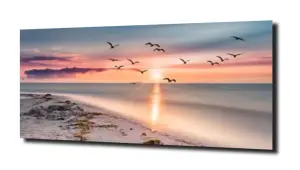 obraz na szkle Zachód słońca plaża  