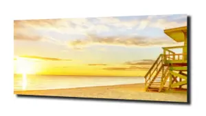 obraz na szkle Ratownik plaża morze 