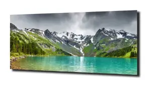 obraz na szkle Jezioro w górach las 