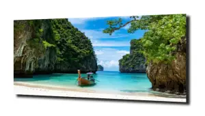 obraz na szkle Łódź pomiędzy górami 