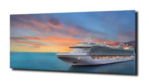 obraz na szkle Statek ocean słońce  