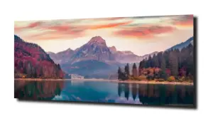 obraz na szkle Jezioro góry zachod  