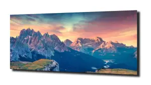 obraz na szkle Wschód słońca, góry  