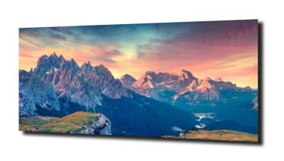 obraz na szkle Wschód słońca, góry  