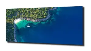 obraz na szkle Plaża, ocean, statek 