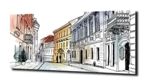 obraz na szkle Ilustracja kamienice 